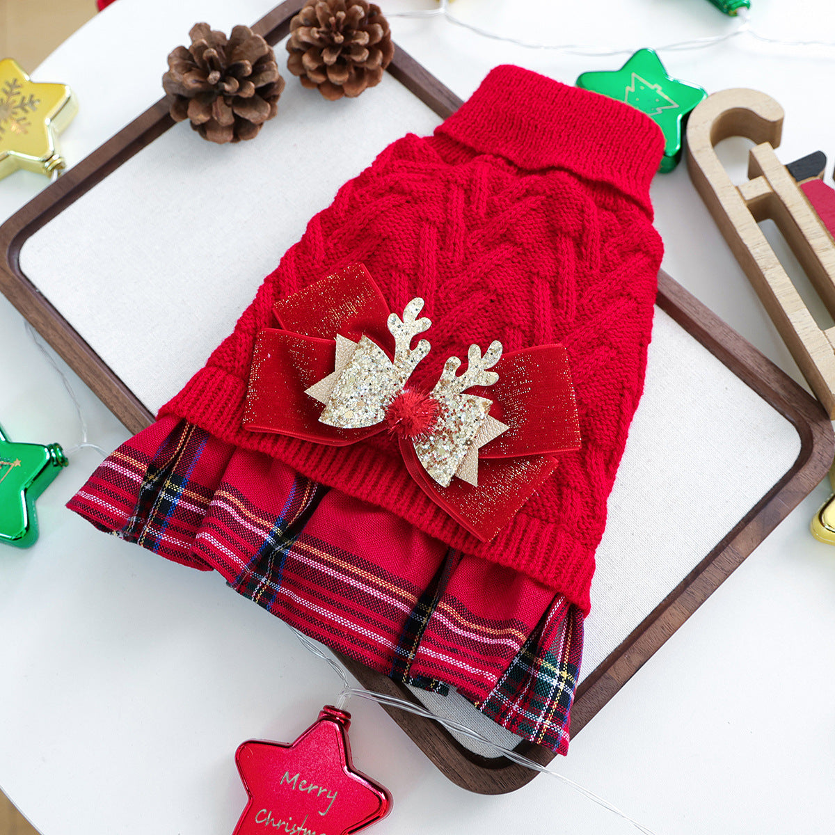 PETCIRCLE Christmas Holiday Knit Sweater Dress for Dogs and Cats Autumn Winter Pet Collection