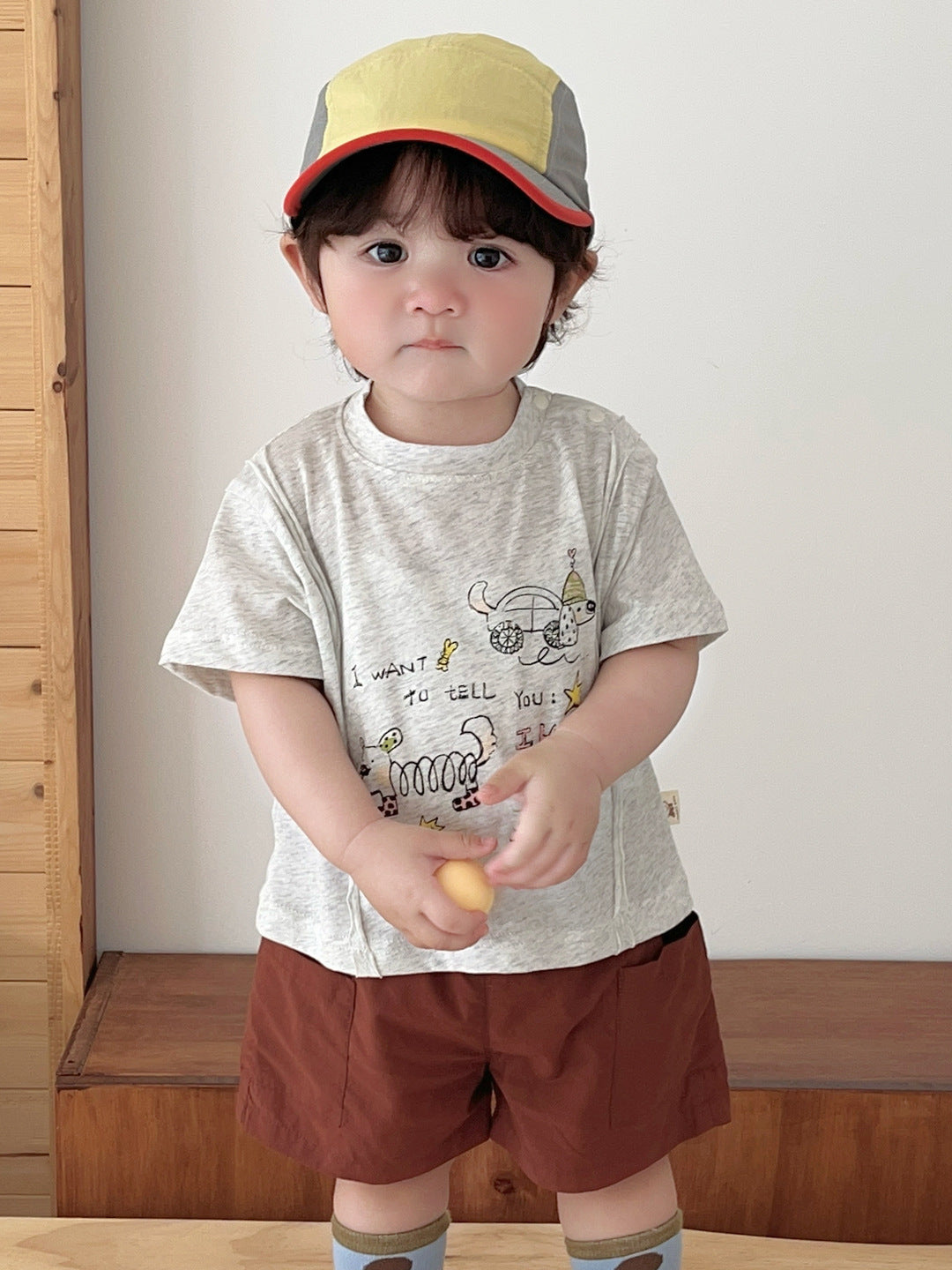 Cute Cartoon Dog Summer Outfit for Boys Two-Piece Lightweight