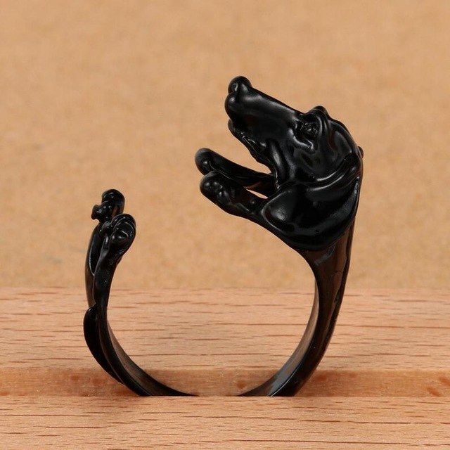 Cute Handmade Pug Dog Rings for Women Summer Jewelry Anillos Mujer Antique Brzone/Silver Plated Black 3colors for choose