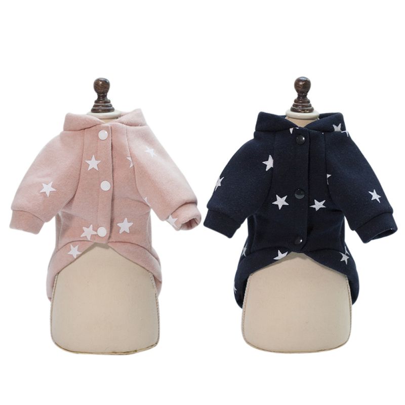 Warm Pet Dogs Hoodies Pentagram Five Stars Pattern Puppy Clothes Cute Autumn and Winter Dog Accessories