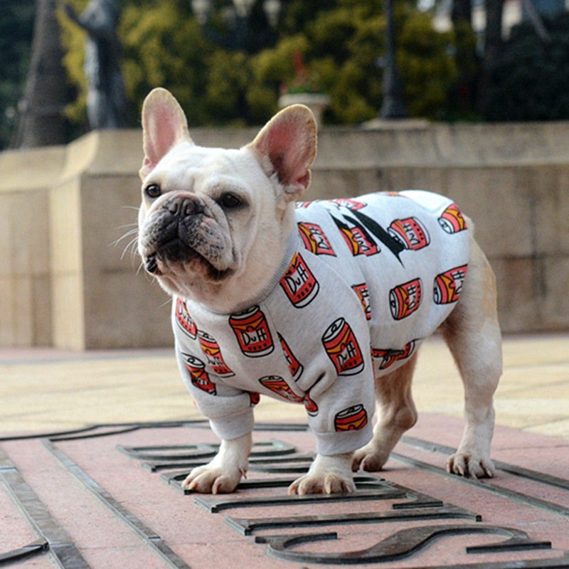 Dog Clothes for Small Dogs French Bulldog Coat Dog T-shirt Cotton Pet Sweater Cans Print Puppy Clothes for Chihuahua Dog Costume