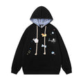 Cute Dog Embroidery Design Hooded Sweatshirt with Drawstring