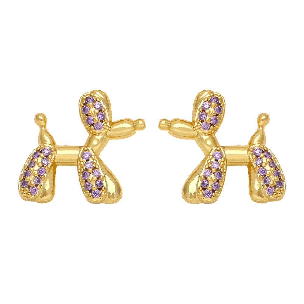 Cute Balloon Dog Ear Stud Female Simple Sweet Cartoon Puppy Earrings