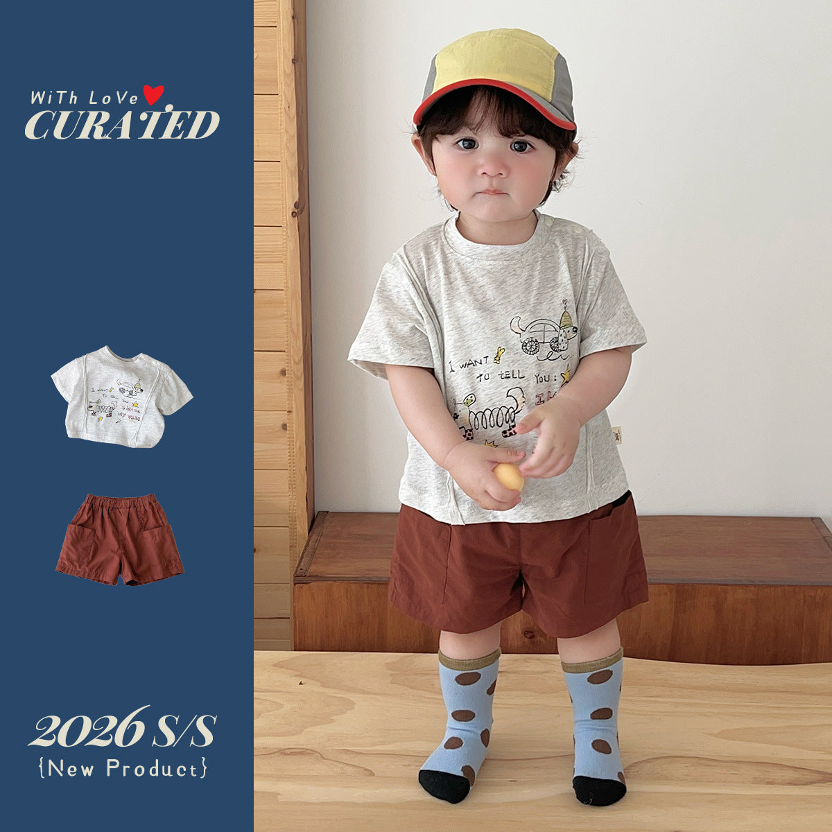 Cute Cartoon Dog Summer Outfit for Boys Two-Piece Lightweight