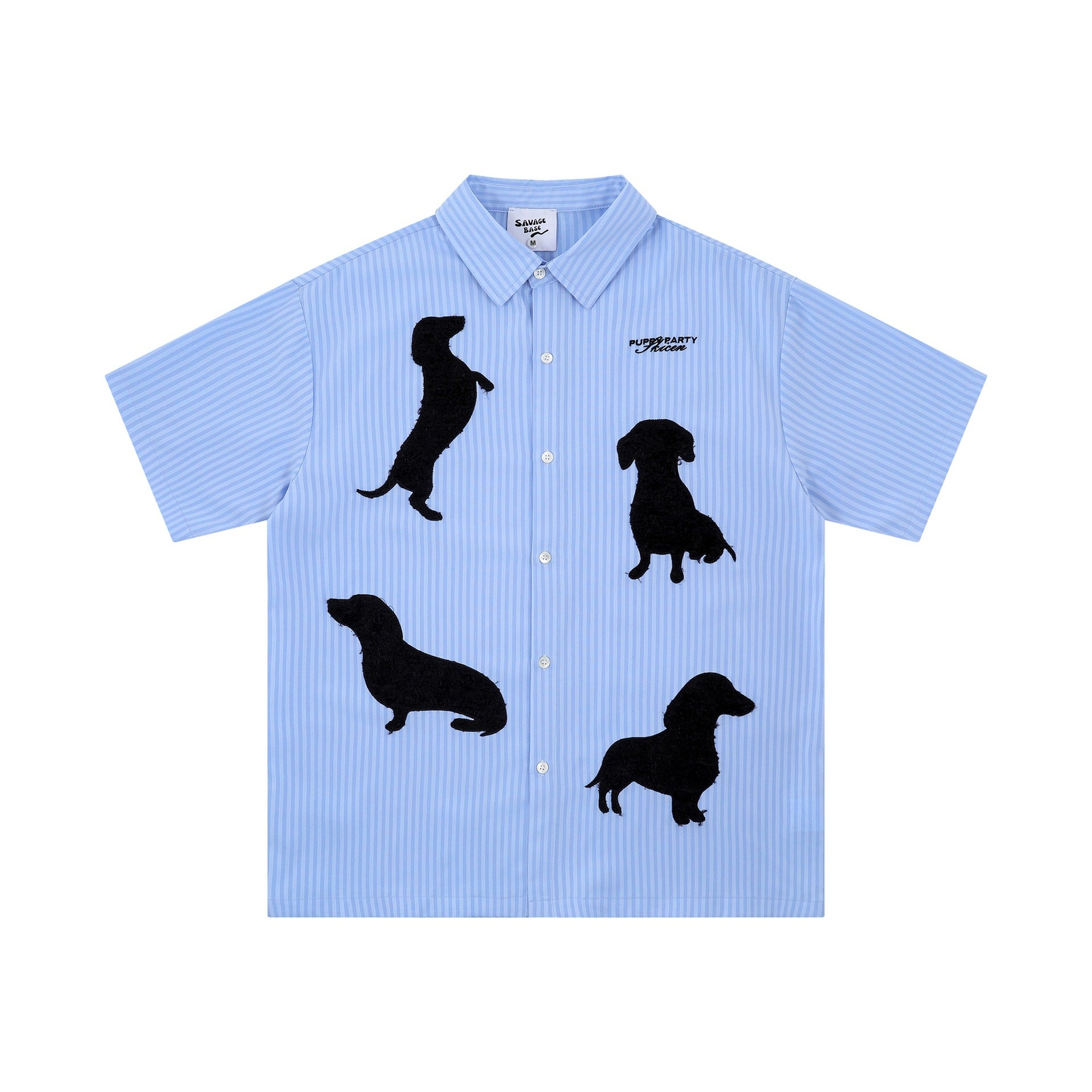 Posture dog print short sleeved shirt
