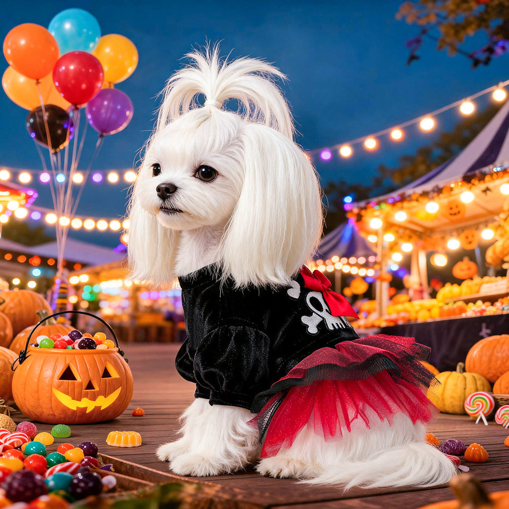 PETCIRCLE Pet Dog Cat Clothes Cute Small Dog Halloween Pirate Tulle Dress Autumn Winter Warm