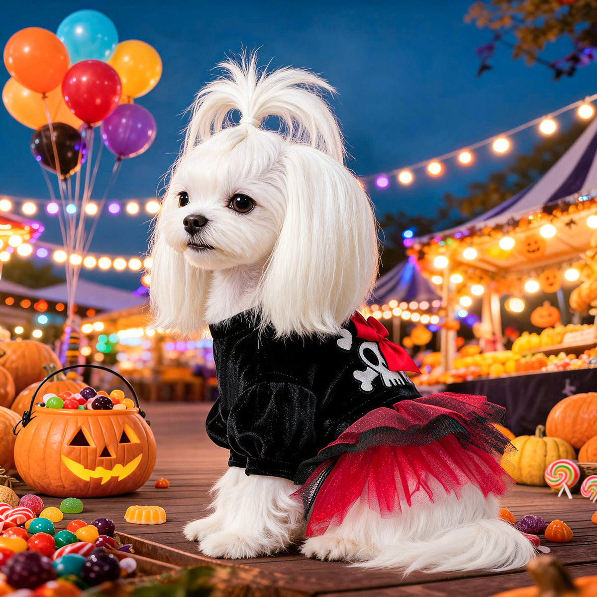PETCIRCLE Pet Dog Cat Clothes Cute Small Dog Halloween Pirate Tulle Dress Autumn Winter Warm