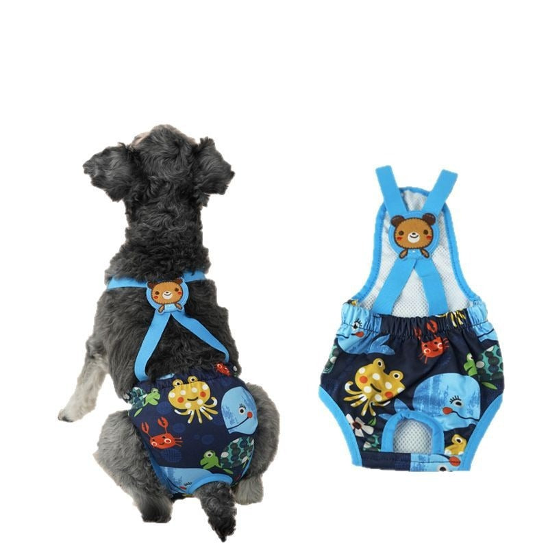 Cute Cartoon Suspender Physiological Pants Dog Safety Pant Female Dog Menstrual Pant Anti-Pet Dog