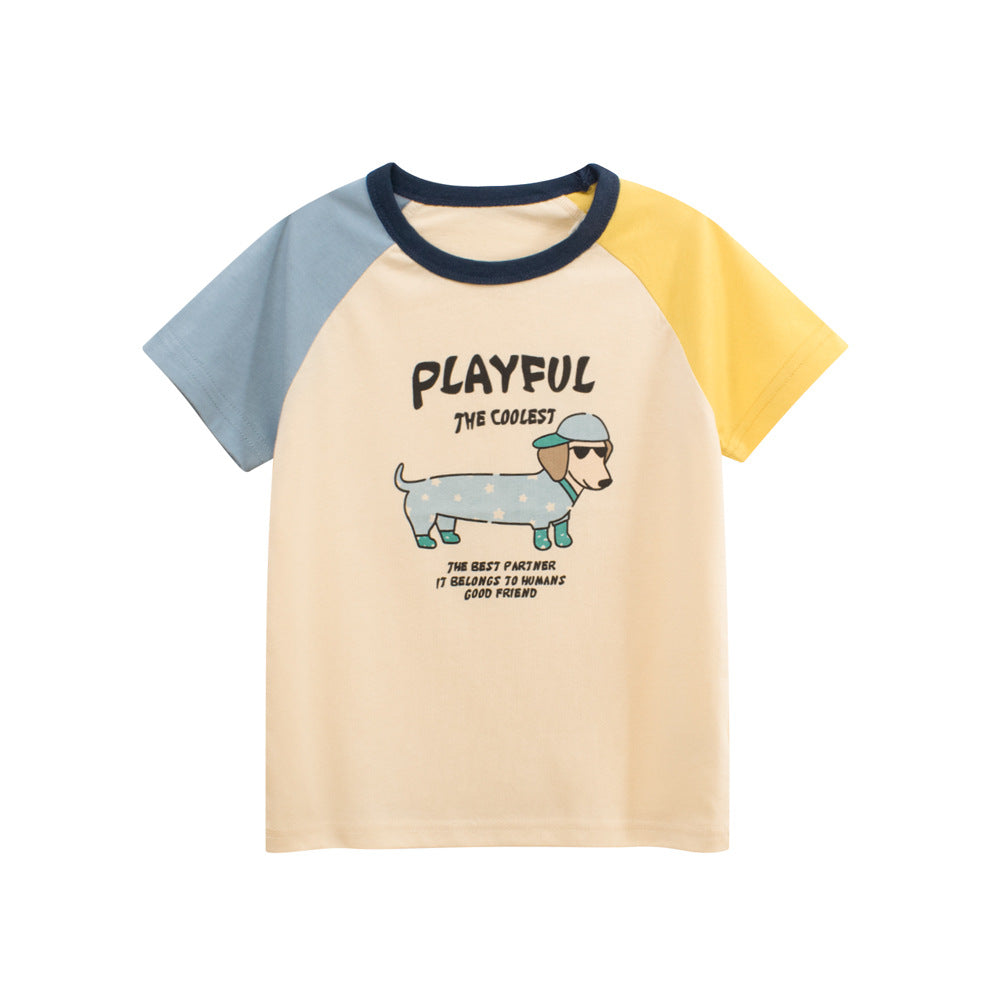 Cute Dog Cartoon Short Sleeve T-Shirt for Girls
