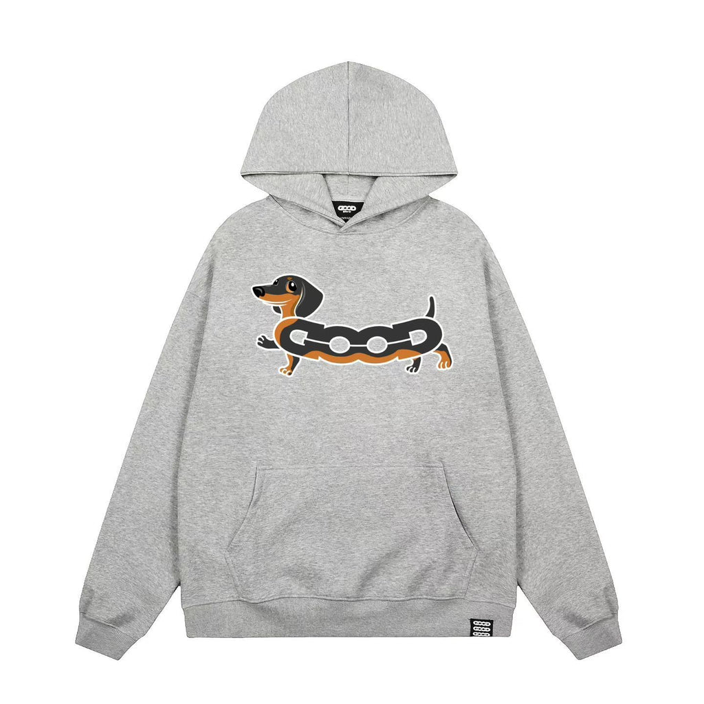 Stylish Hoodie with Dog Print, Unisex Loose Fit
