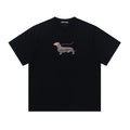 Retro Dachshund Print Crew Neck Short Sleeve T-Shirt for Men and Women