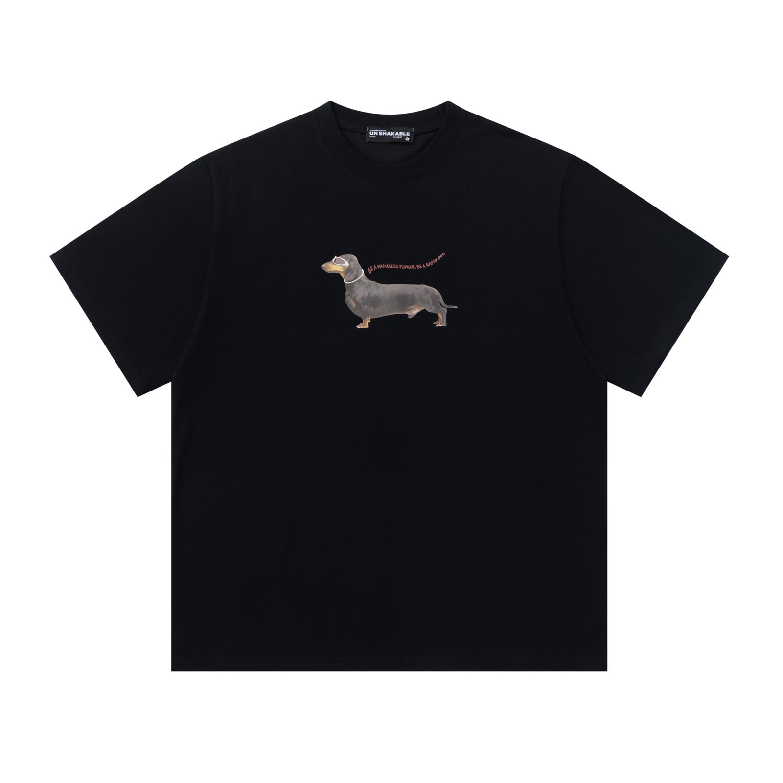 Retro Dachshund Print Crew Neck Short Sleeve T-Shirt for Men and Women