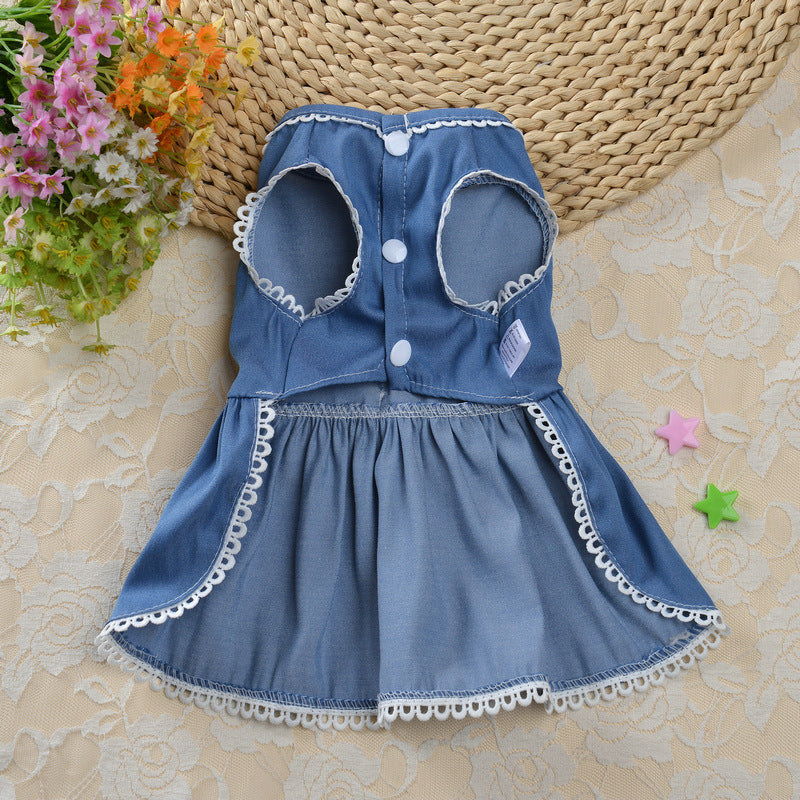 Cowboy Princess Skirt Teddy Dog Clothes Spring Autumn Pet Spring Clothes Summer Thin Section Schnauzer Bichon