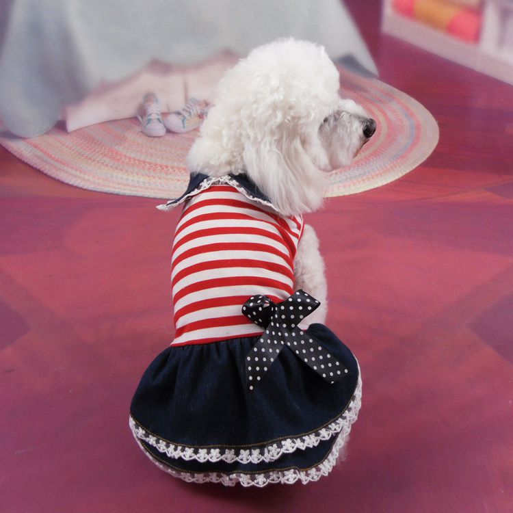 Dog Clothes Summer Thin Denim Skirts Pet Skirts Princess Style Spring Summer Dog Clothes Bow Skirts