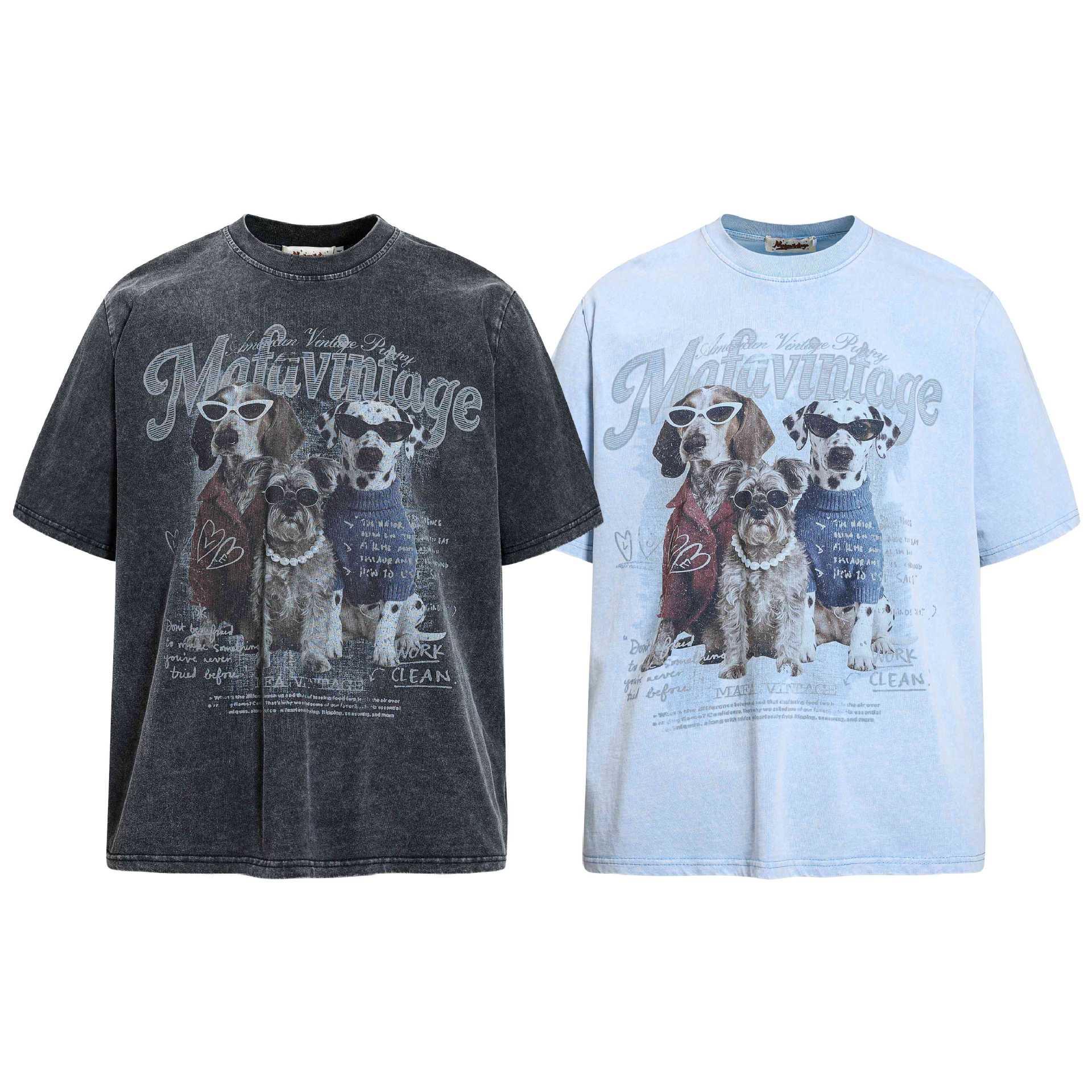 Sunglasses dog print short sleeves