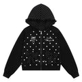 Hoodie pocket bow zipper cardigan jacket