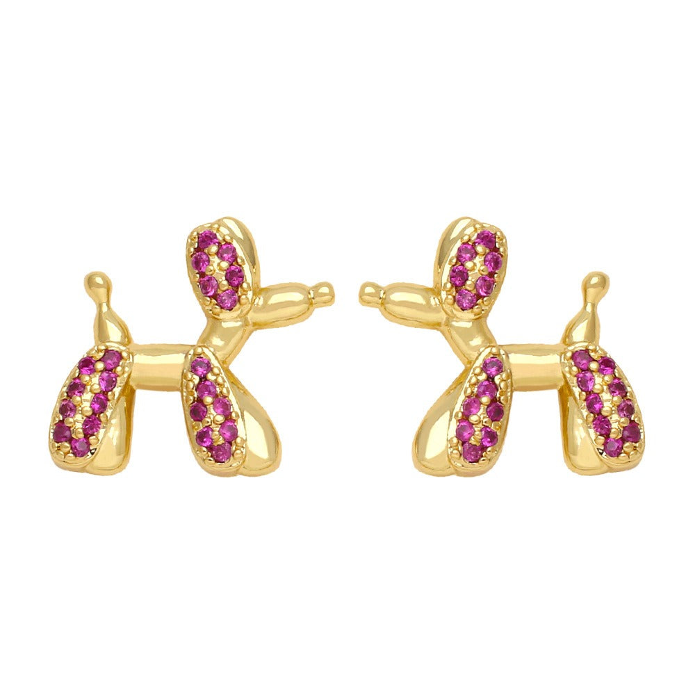 Cute Balloon Dog Ear Stud Female Simple Sweet Cartoon Puppy Earrings