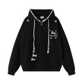 Cute Dog Embroidery Hoodie Open Front Sweatshirt Men