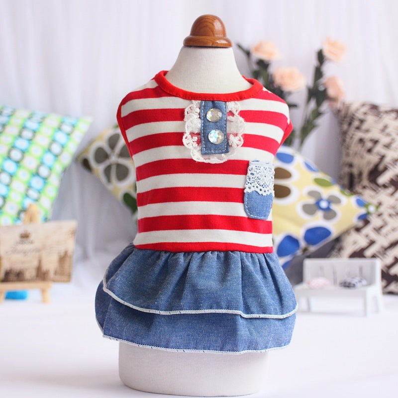 Dog Clothes Summer Thin Denim Skirts Pet Skirts Princess Style Spring Summer Dog Clothes Bow Skirts