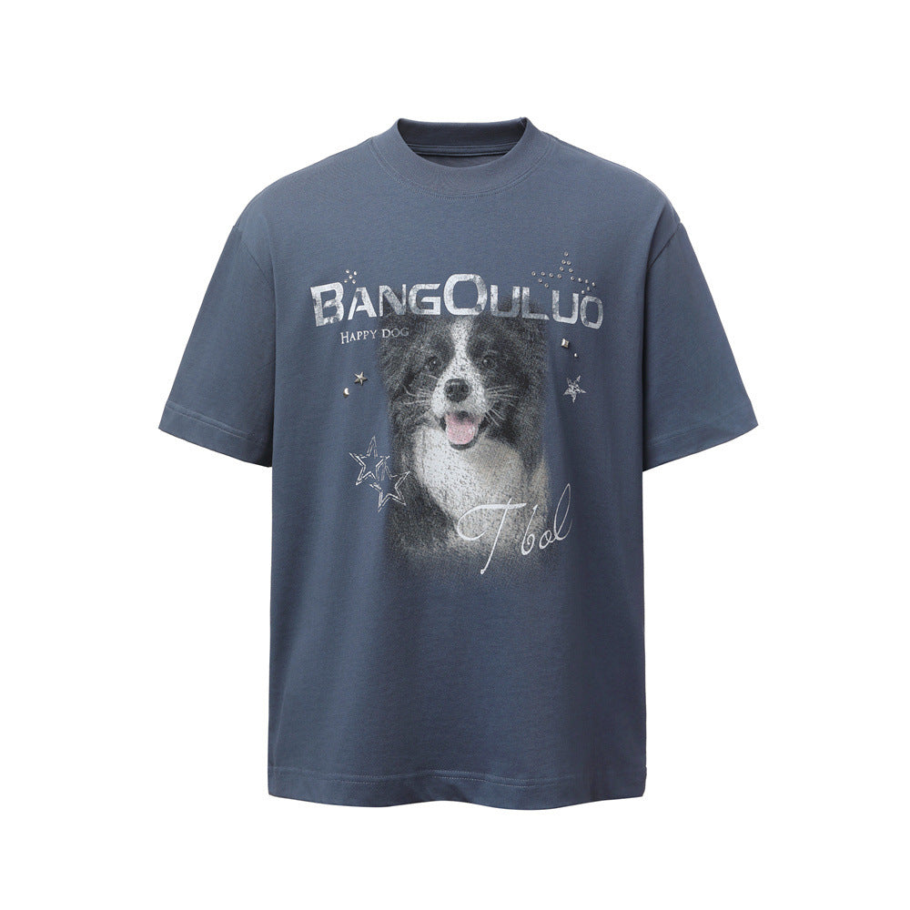 Dog animal print short sleeved t-shirt