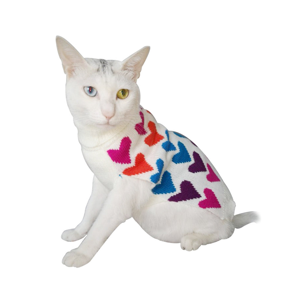 Pet Clothing Spring and Autumn Classic Lapel Cartoon Cute Print Heart Knit Sweater Dog Clothes