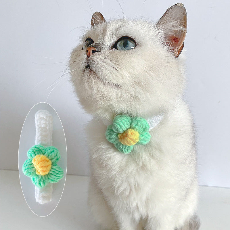Pet Wool Knitted Collar Cat Dog Cute Collar Knitted Necklace Silent Adjustable British Short Dog