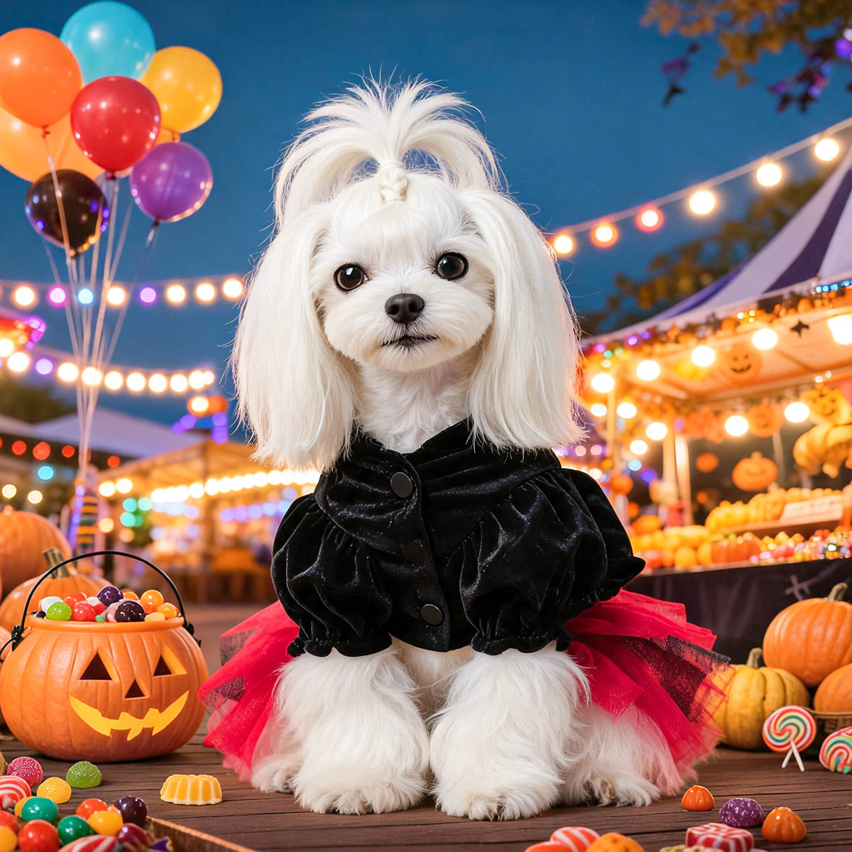 PETCIRCLE Pet Dog Cat Clothes Cute Small Dog Halloween Pirate Tulle Dress Autumn Winter Warm