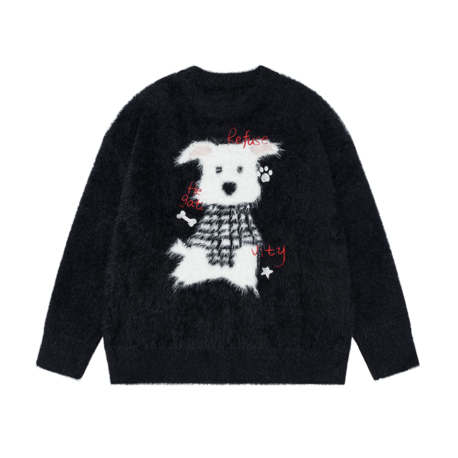 Plush cute dog jacquard sweater
