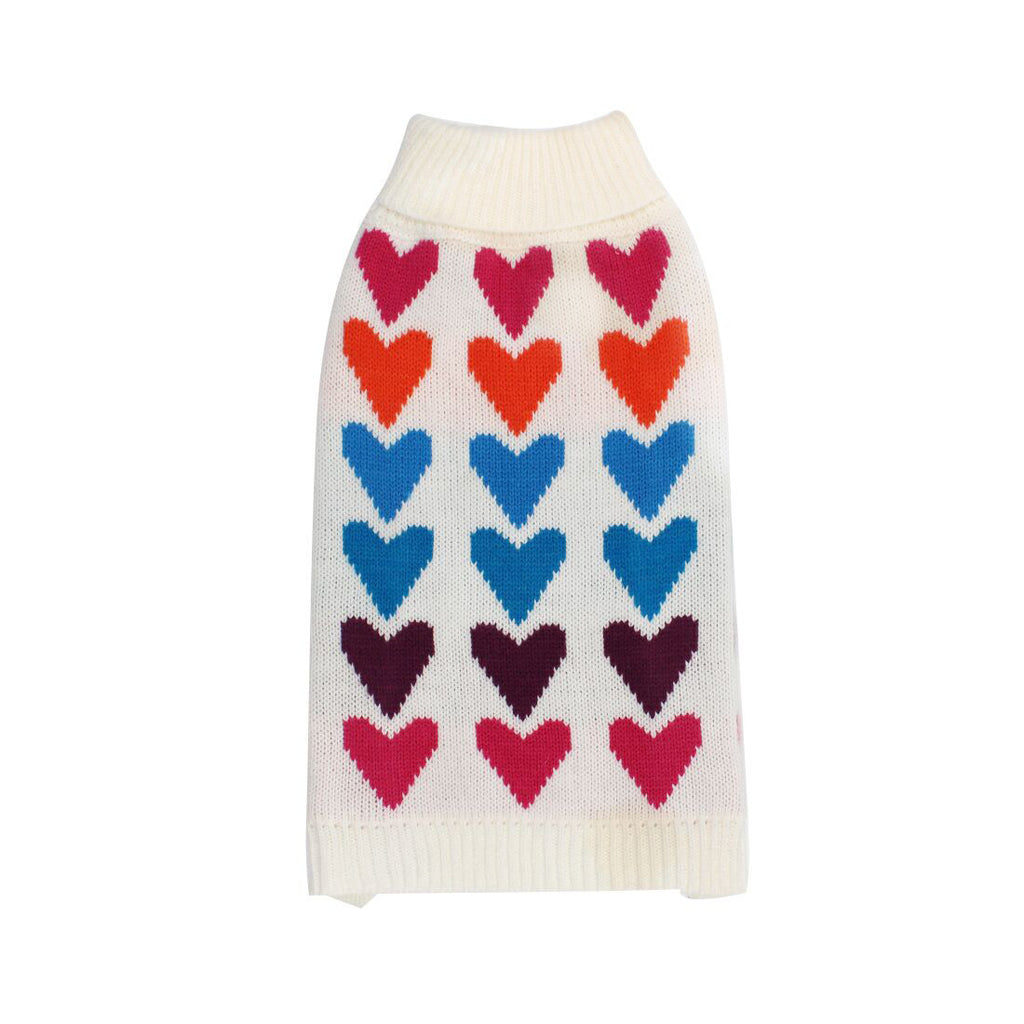 Pet Clothing Spring and Autumn Classic Lapel Cartoon Cute Print Heart Knit Sweater Dog Clothes