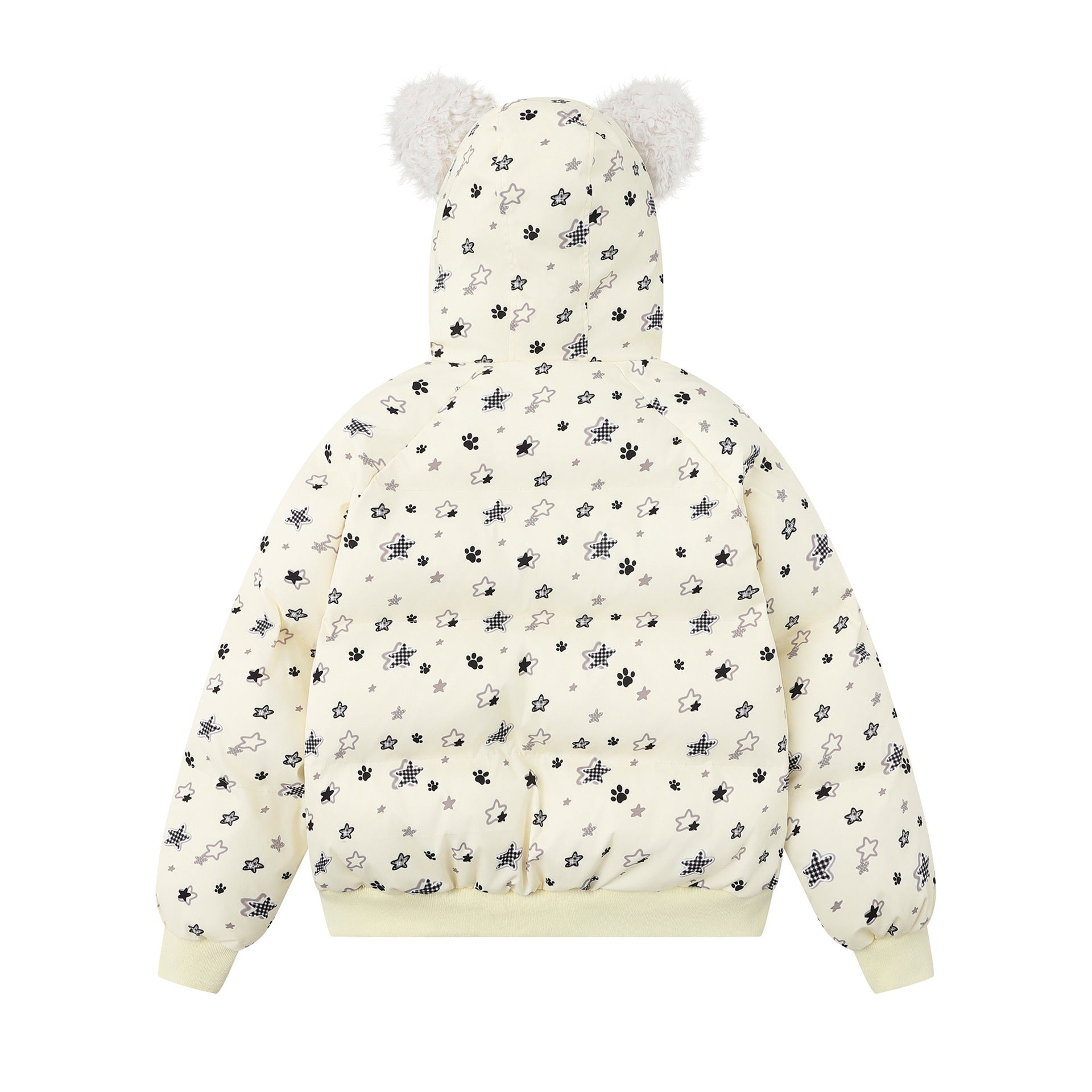Cute ears full of dog claws star shaped fur collar cotton jacket