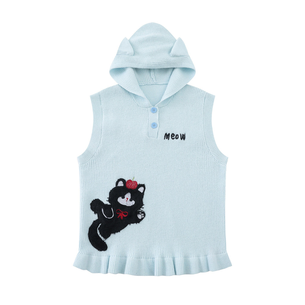 Soft cat ear sweater vest