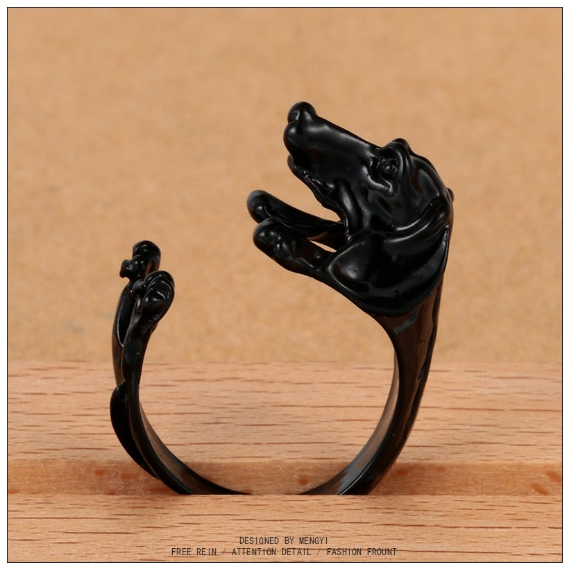 Cute Handmade Pug Dog Rings for Women Summer Jewelry Anillos Mujer Antique Brzone/Silver Plated Black 3colors for choose