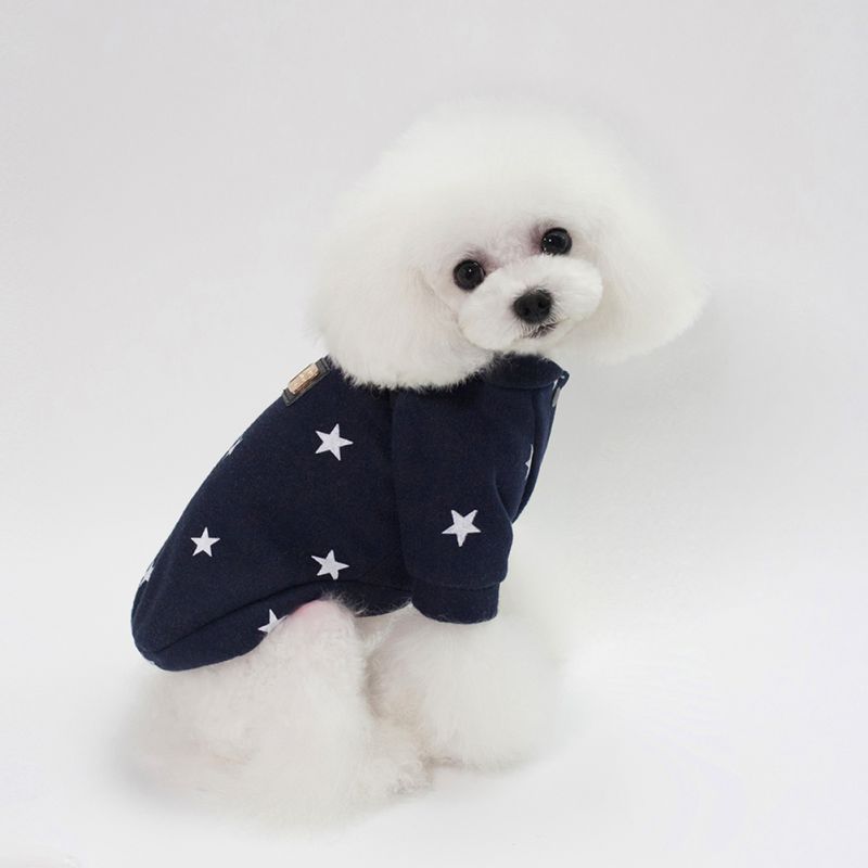 Warm Pet Dogs Hoodies Pentagram Five Stars Pattern Puppy Clothes Cute Autumn and Winter Dog Accessories