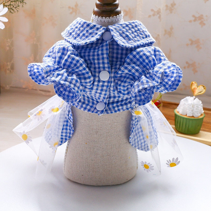 Summer Dog Dress for Dogs Skirt Princess Teddy Grid Pettiskirt Dress Pet Clothes Puppy Costume Spring Pet Clothing