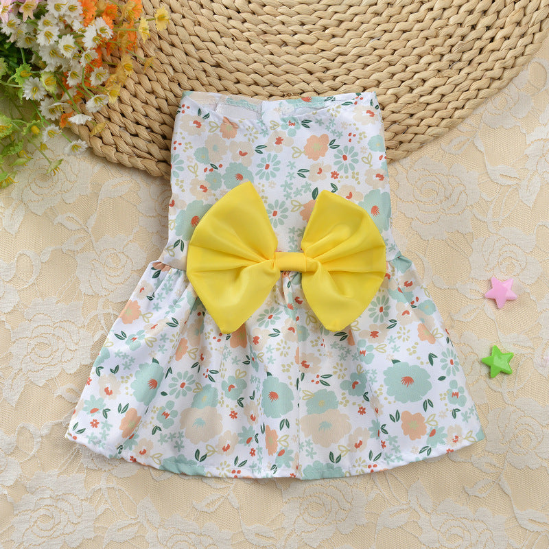 Small Dog Floral Princess Skirt Cat Spring Teddy New Pet Cute Dog Skirt Summer Thin