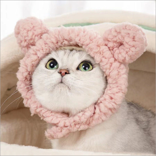 Pet hat cute pet dog exposed ears anti shedding adjustable basin hat small dog