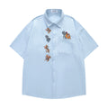 Cute dog embroidered short sleeved shirt
