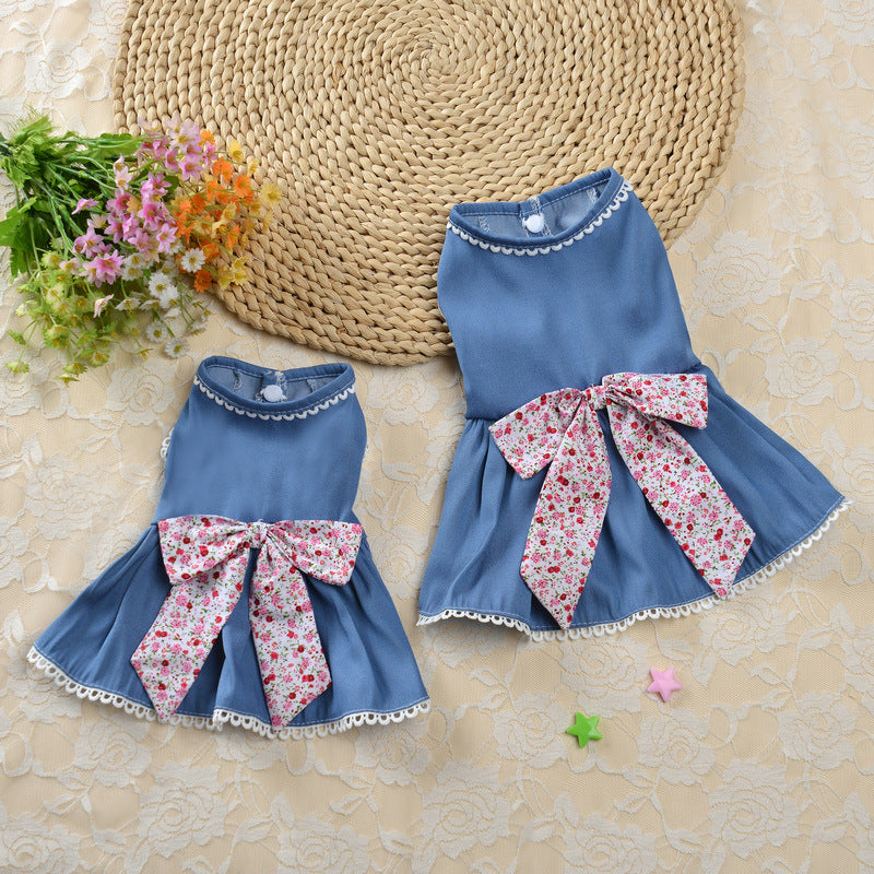 Cowboy Princess Skirt Teddy Dog Clothes Spring Autumn Pet Spring Clothes Summer Thin Section Schnauzer Bichon