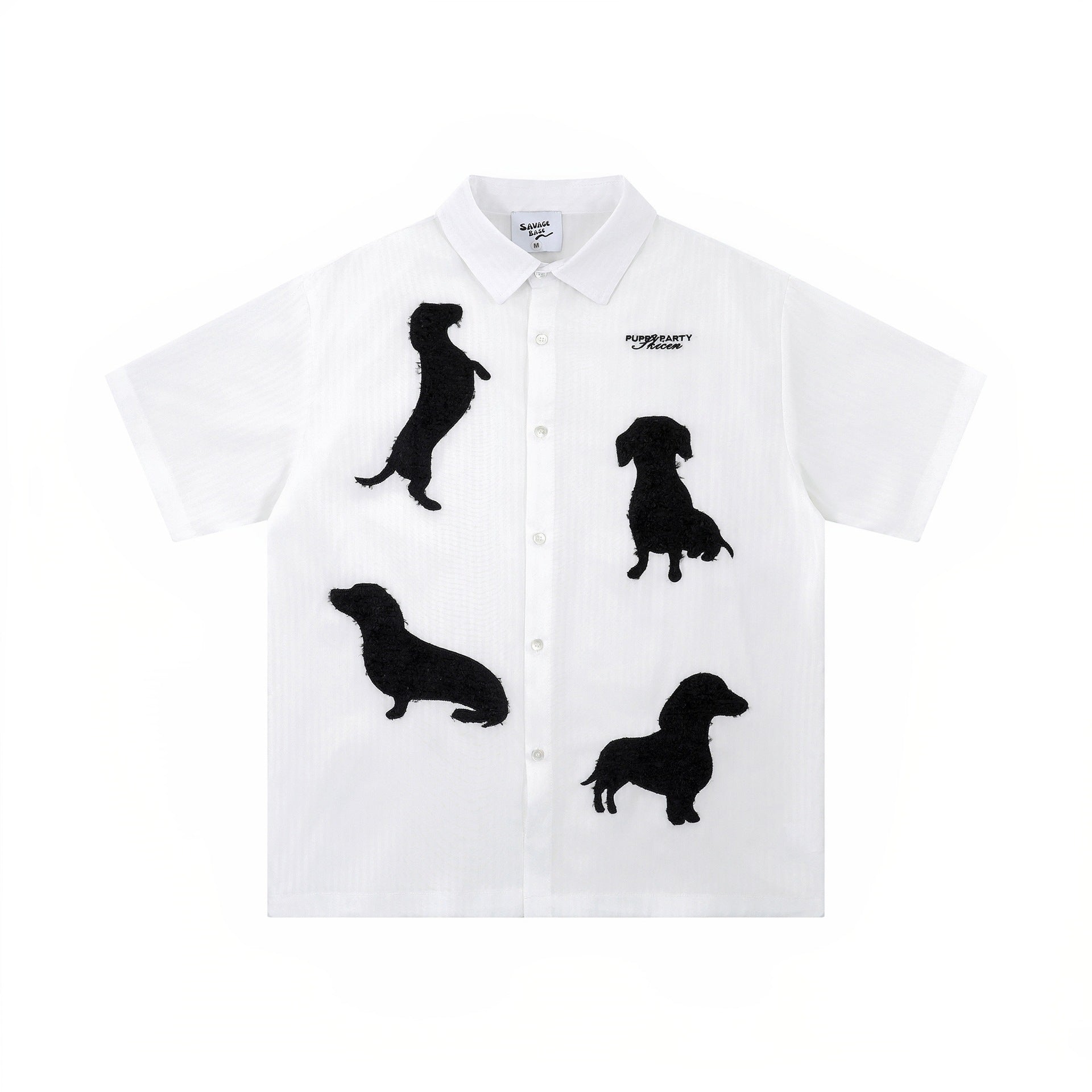 Posture dog print short sleeved shirt