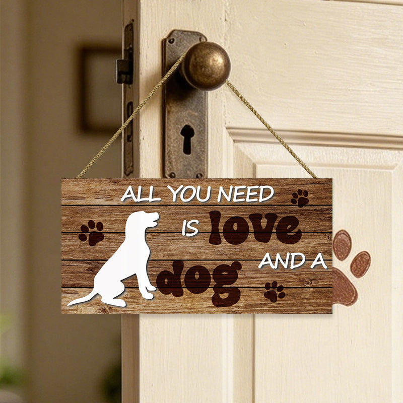 Pet Dog Wooden Wall Plaque Hanging Decor Dog Paw Dog House Sign Wooden Craft Wall Decoration