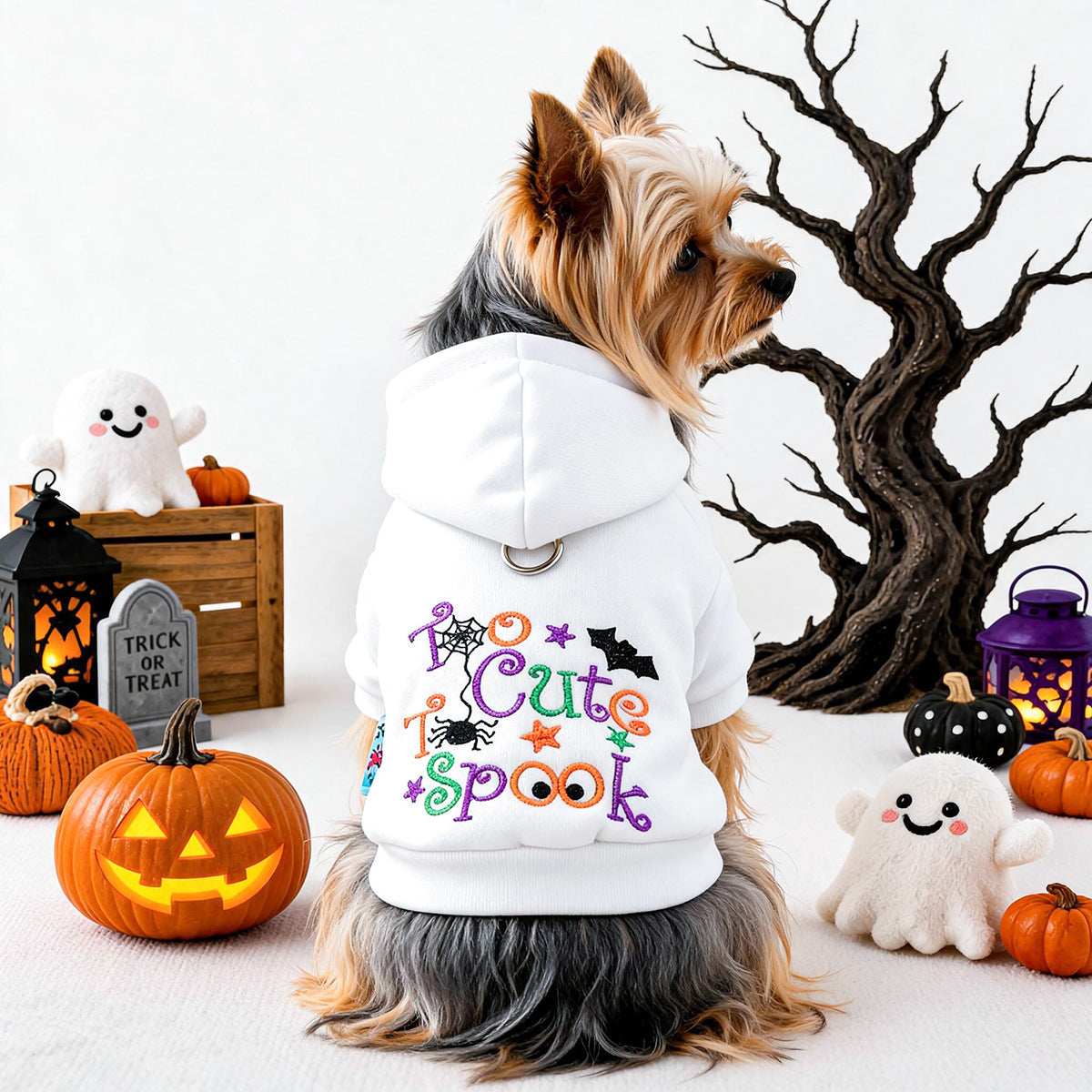PETCIRCLE Pet Dog Cat Clothes Cute Halloween Festival Embroidered Letter Hoodie