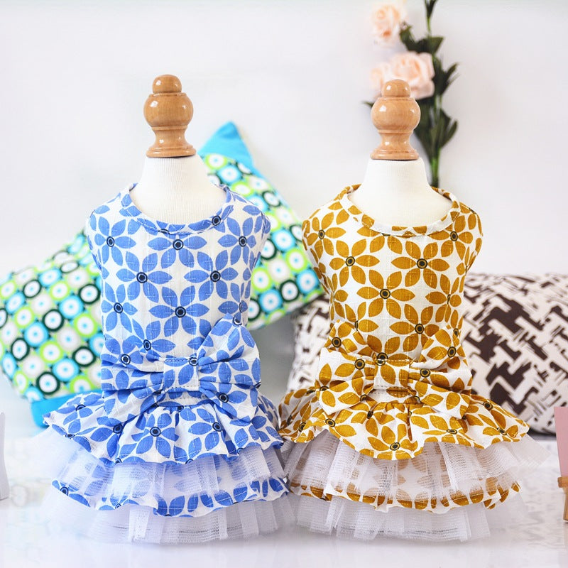 Dog Clothes Spring And Summer Thin Skirt Pet Clothes Summer Cute Bow Tutu Skirt Teddy Dog Clothes