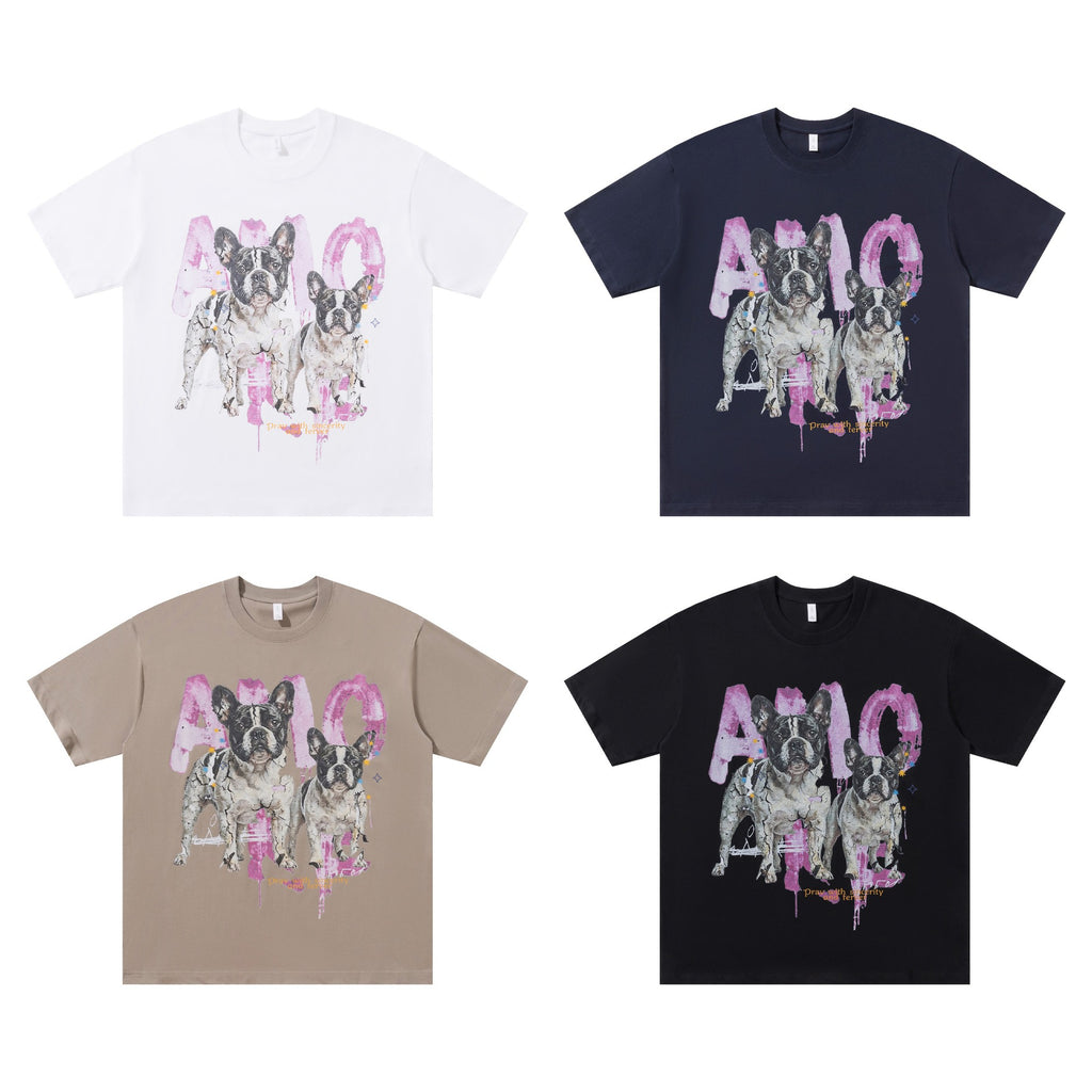 French Dog Printed Short Sleeve
