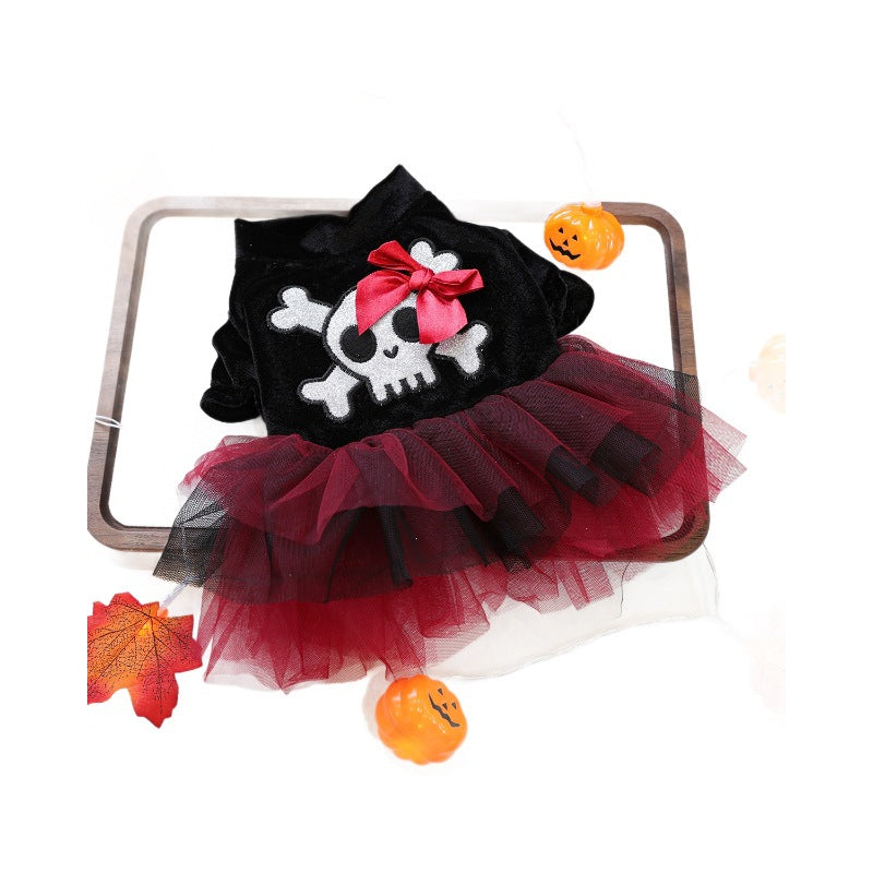PETCIRCLE Pet Dog Cat Clothes Cute Small Dog Halloween Pirate Tulle Dress Autumn Winter Warm