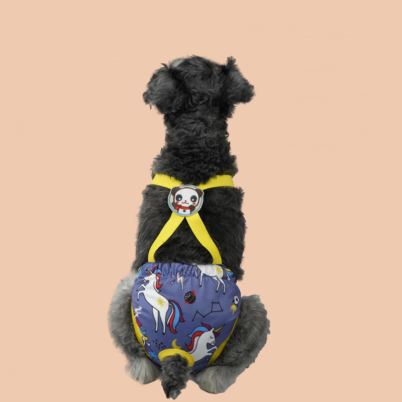 Cute Cartoon Suspender Physiological Pants Dog Safety Pant Female Dog Menstrual Pant Anti-Pet Dog
