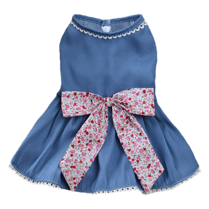 Cowboy Princess Skirt Teddy Dog Clothes Spring Autumn Pet Spring Clothes Summer Thin Section Schnauzer Bichon