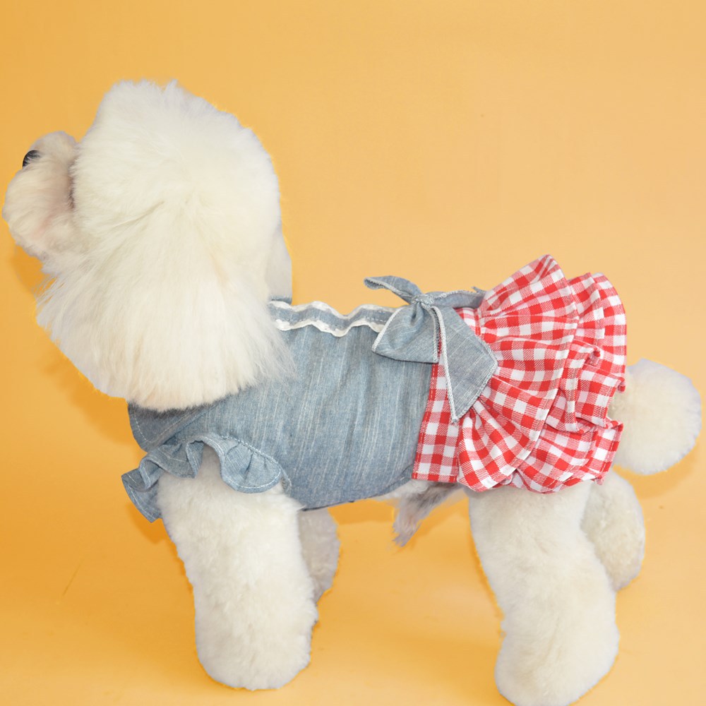 Teddy Small Dog Pet Denim Skirt Dog Clothes Spring And Summer Thin Breathable Princess Skirt