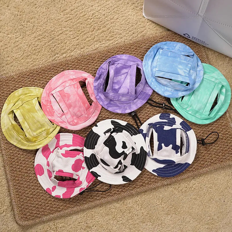 Pet hat cute pet dog exposed ears anti shedding adjustable basin hat small dog