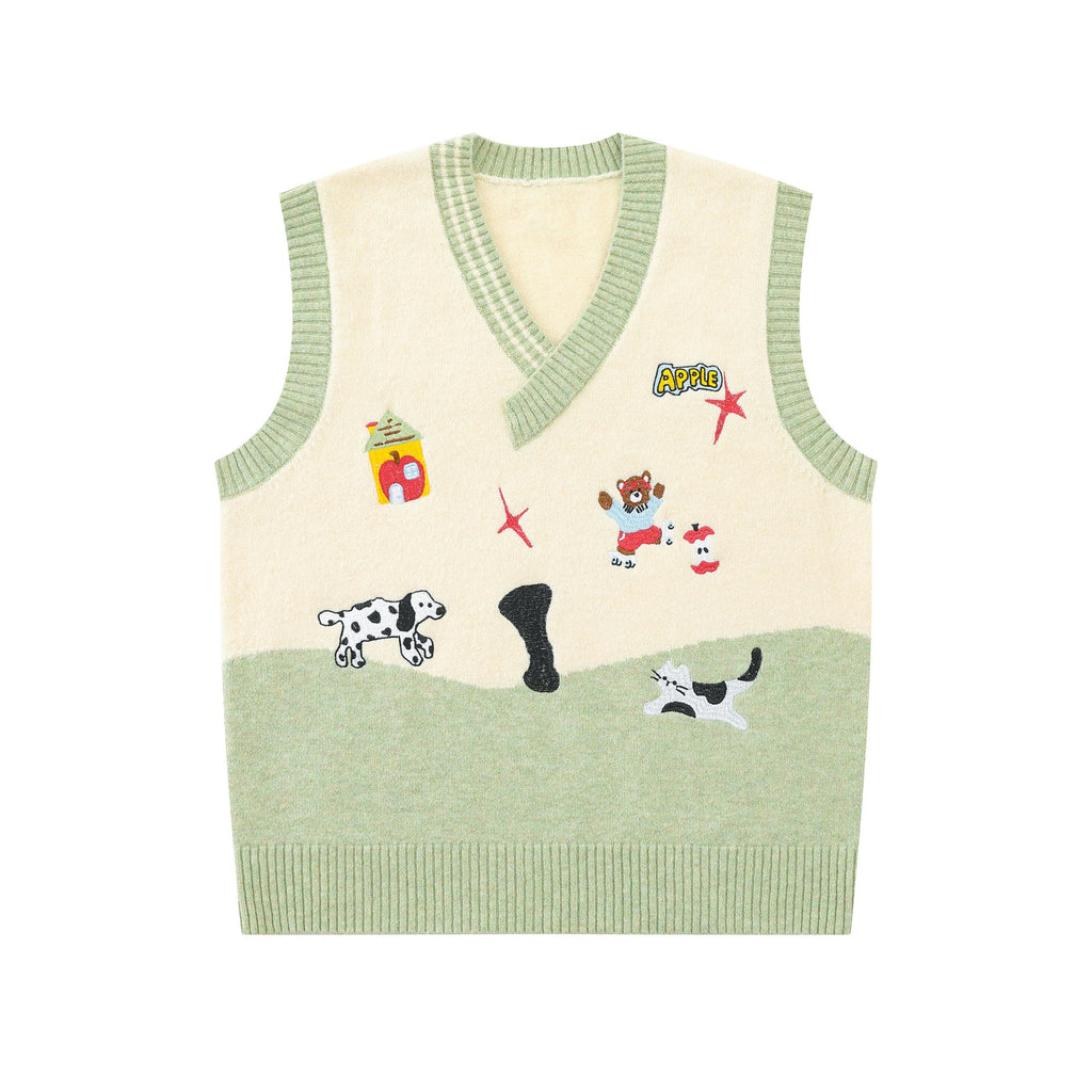 Color blocked edging sweater vest