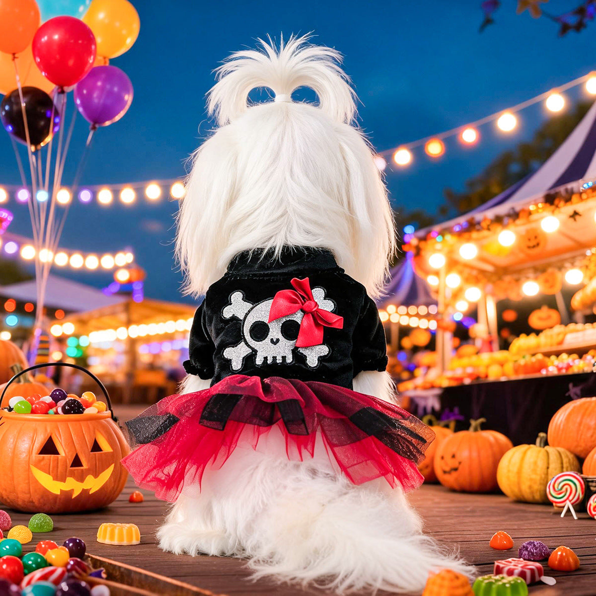 PETCIRCLE Pet Dog Cat Clothes Cute Small Dog Halloween Pirate Tulle Dress Autumn Winter Warm
